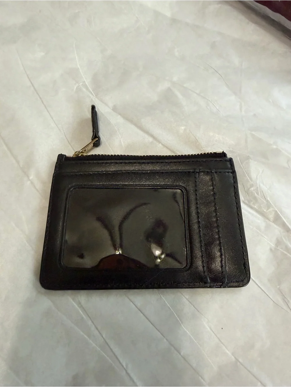 Coach Black Leather Zip Card Id and card holder